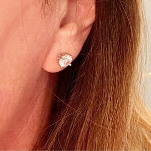 Crystal Clear Cubic Zirconia & Sterling Silver Solitaire Stud Earrings